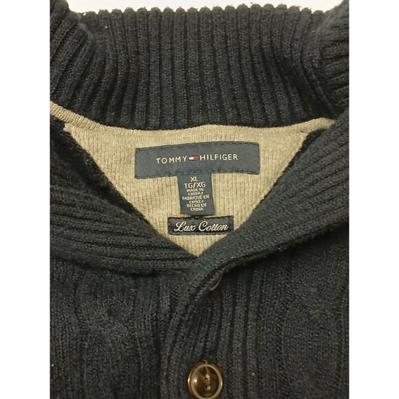 Tommy Hilfiger Lux Cotton Blue Zip Pull Over Comfort Fit Relaxed Sweatshirt XL - Picture 4 of 6